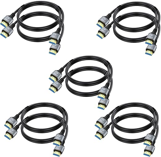 HDMI 2.1 Cable 3.3 FT 10-Pack, Shielded 8K HDMI Cord 3.3FT, 48Gbps High Speed HDMI Cord-8K@60Hz, 4K@120Hz/165Hz, HDCP 2.2&2.3, HDR 10 for ARC, eARC, TV, PC, PS4 PS5 Switch KVM Splitter Sound Bar/Roku