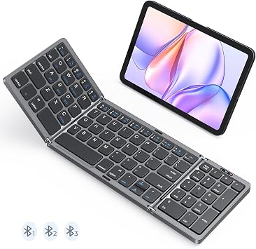 Foldable Bluetooth Keyboard with Numeric Keypad, Portable Wireless, Black