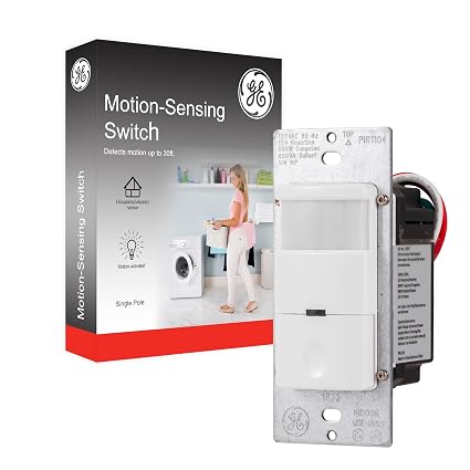 GE in-Wall Motion Sensing Light Switch, Occupied & Vacant Modes, 30ft Range