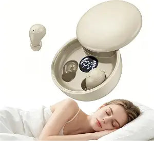 Sleep Earbuds, Invisible Mini Wireless Earbuds for Small Ear Canals, Ergonomic Bluetooth Earbuds with Premium Sound and One-Step Auto Pairing（Beige）