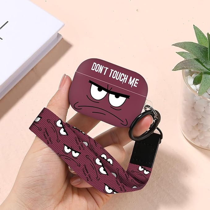Compatible with Airpods Pro 3 Case(2025),Don't Touch Me for Airpods Pro 3rd Generation Cases Cover with Lanyard Soft Silicone Cute Shockproof Cover for Women Men,Black