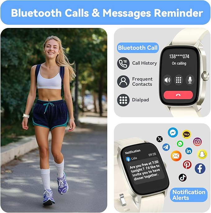 Pedometer Watch for Men Women Android & iPhone, 1.85" Retina Display with Answer/Make Calls, Smart Watch with Pedometer, Calories & Step Counter, Waterproof Heart Rate/Sleep/SpO2 Monitor