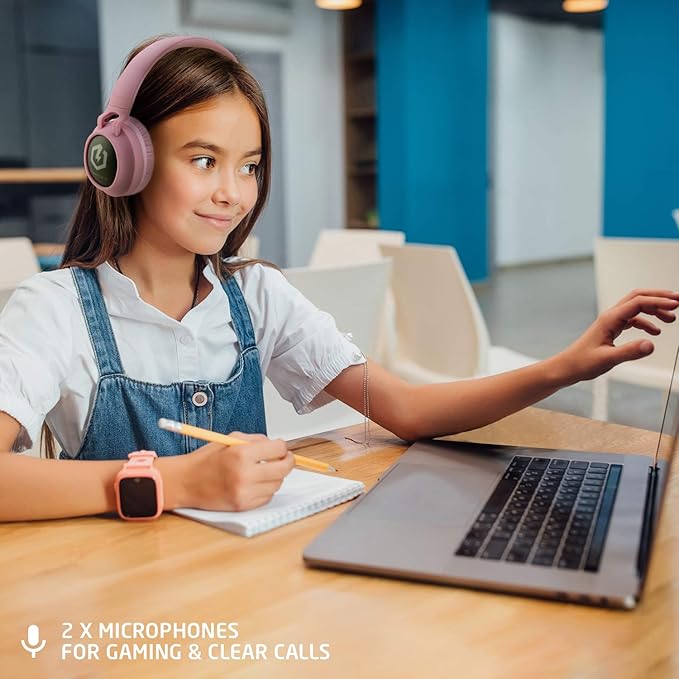 PowerLocus Kids Headphones Wireless, Bluetooth Headphones for Kids Over Ear, LED Lights, 85dB Safe Volume Limit, Foldable, Micro SD Mode, Built-in and Line-in Microphone for Phones,Tablets,Laptop