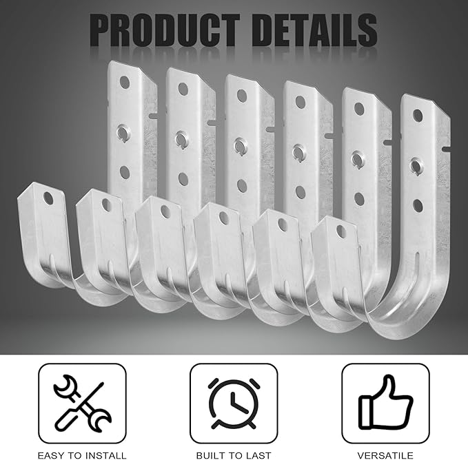 Blulu 60 Pcs 2" Cable Support J Hooks Heavy Duty Galvanized Steel Wire Management Cable J Hooks Hangers for Attaching to Vertical Surfaces Wall Mounting, Silver