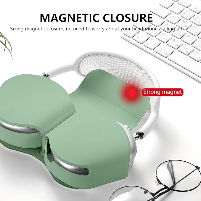 for Apple Airpods Max Case,Headphones Protective Case for AirPod Max Supports Sleep Mode, Anti-Scratch and Anti-Dust,Airpod Pro Max by PU Leather,Grass Green 2