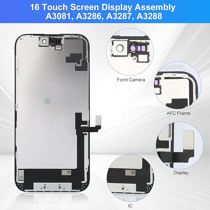 for iPhone 16 Screen Replacement Kit Full Assembly, iPhone 16 Replacement for A3287 A3081A3286 A3288 LCD Display Digitizer Screen with 3D Touch Digitizer and True Tone and Repair kit