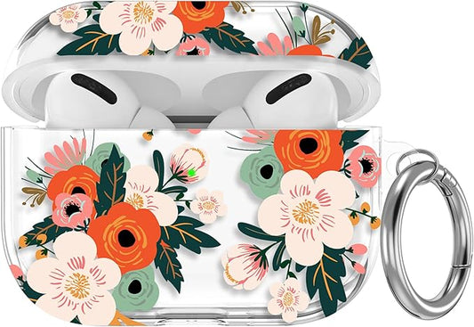 Maxjoy for AirPods Pro 3rd Generation Case, Clear AirPods Pro 3 Case for Women Girly Cute Soft AirPod Pro 3 Cover with Keychain Strap for AirPod Pro 3rd Gen Cover 2025, Floral