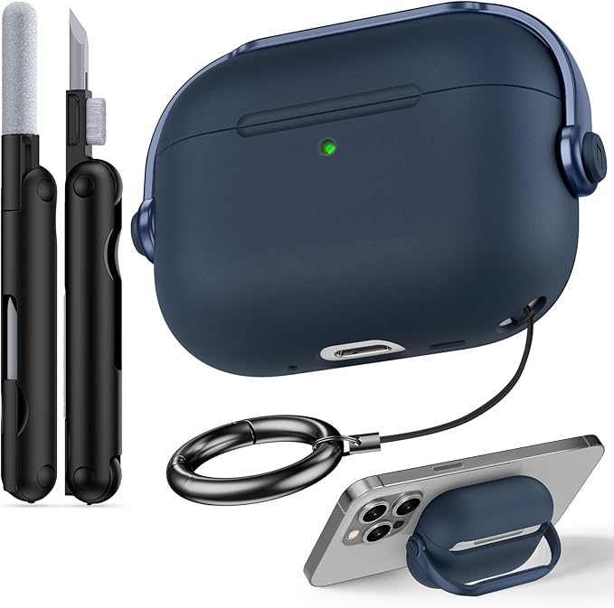for Airpods Pro 3 Case,Safety Lock Cases for Apple Airpod Pro 3 (2025) with Cleaner Kit, Drop Protection Air pods Pro3 Case Cover for Men for Women with Keychain,Blue