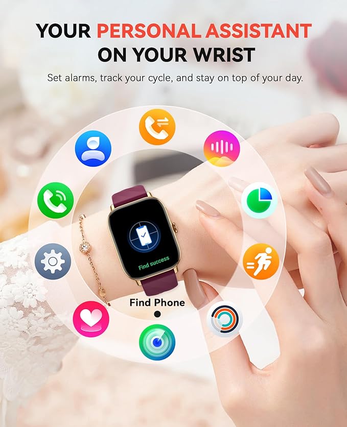 Smart Watches Fitness Tracker for Women Men with Step Counter, Sleep Calorie Monitor, Pedometer, IP68 Waterproof, Smartwatch with 120+ Sports for iPhone Android (Wine Red)