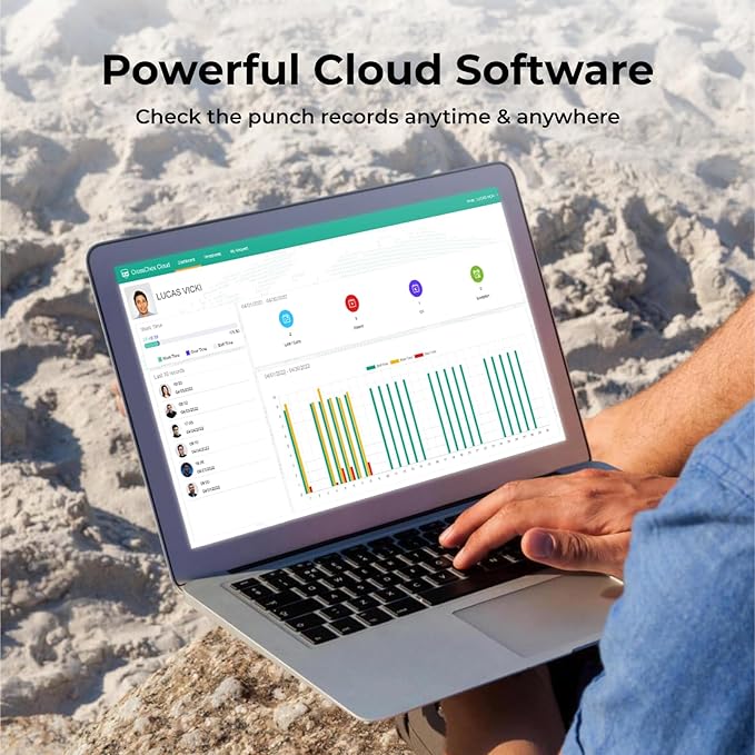 ANVIZ Time Clocks for Employees Small Business - Forever Free Cloud Software - W1 Pro Fingerprint Biometric Clock in and Out Attendance Machine, Black