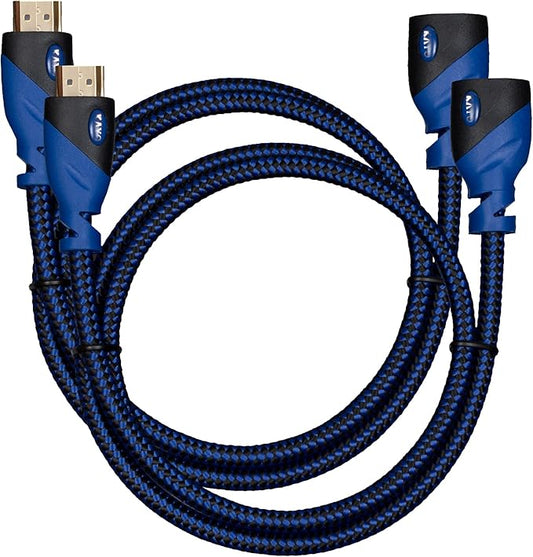 HDMI Extender -Male to Female, Extension Cable - KAYO High-Speed HDMI Cable (2.0b) Supports: Ethernet, Audio Return, 4K, 3D, HD, 2160p, 18gbs, (Latest Version) HDCP 2.2 Compliant [2 Pack] (1.5FT -2PK)