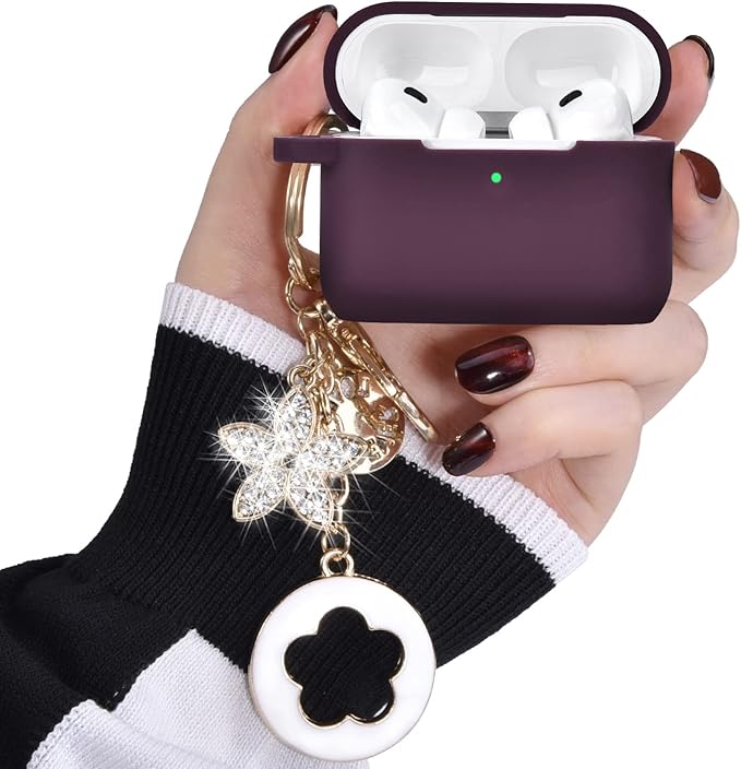 Case for Airpods Pro 1st 2nd Generation - VISOOM Airpods Pro 1/2 Cases Cover Women Silicone iPod Pro 2 Earbuds Wireless Charging Case Girl Bling Keychain for Apple Airpod Gen Pro 2