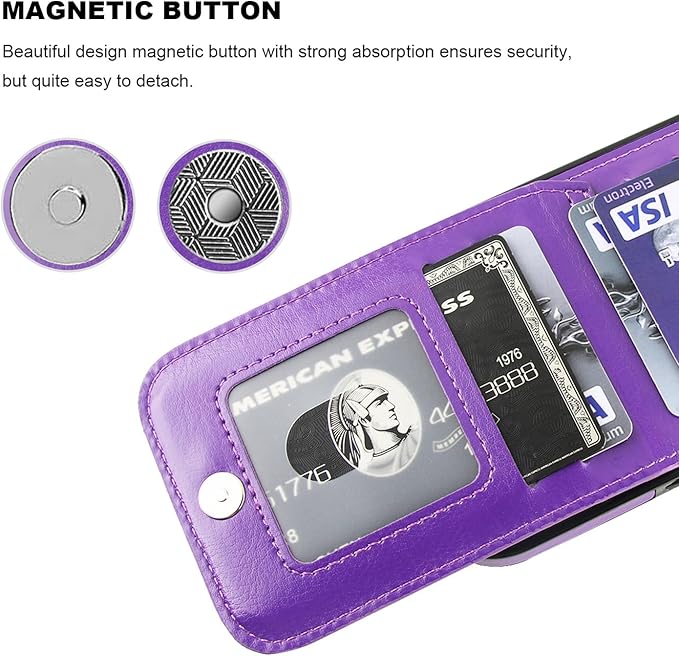 KIHUWEY Compatible with iPhone 17 Case Wallet with Credit Card Holder, Flip Premium Leather Magnetic Clasp Kickstand Heavy Duty Protective Cover for iPhone 17 6.3 Inch (Dark Purple)