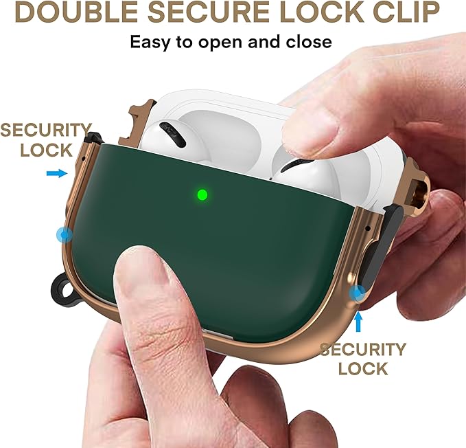 Maxjoy for AirPods Pro 3rd Generation Case with Lock, Cute AirPods Pro 3 Case Lock Protective Hard AirPod Pro 3 Cover for Women Men with Keychain for Airpod Pro 3rd Gen Cover 2025, Green