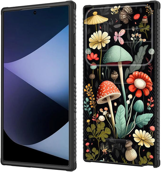 for Galaxy S26 Ultra Case Built in Slide Camera Lens Cover,Heavy Duty Shockproof Protection Dual Layer Case for Samsung Galaxy S26 Ultra 6.9" 2026,Mushroom Forest