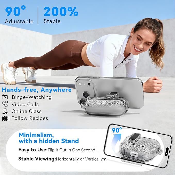 for AirPods Pro 3 Case with Phone Stand & Secure Lock, Auto-Open Clear Case Cover Compatible with Apple AirPods Pro 3rd Generation with Cleaning Kit & Keychain