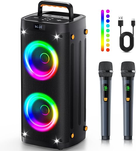 Party Speaker Bluetooth Wireless, Portable Karaoke Speaker with Microphone