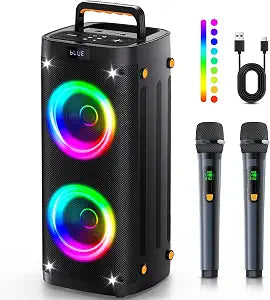 Party Speaker Bluetooth Wireless, Portable Karaoke Speaker with Microphone