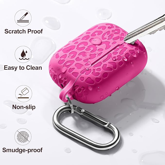 Compatible for Airpods Pro 2nd Generation Case, Soft Soft Silicone Skin Cover Full Protective Case Compatible with Apple AirPods Pro 2nd/1st Generation Front LED Visible, Rose Pink