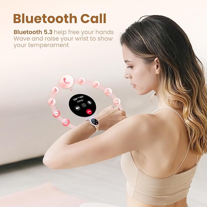 KEEPONFIT Smart Watches with Bluetooth Calls(Answer&Make) for Android/iPhone,1.27’’ Touch Screen with IP68 Waterproof Activity for Women/Men, Pedometer with 100 Sports Model+/Heart Rate/SpO2 Monitor