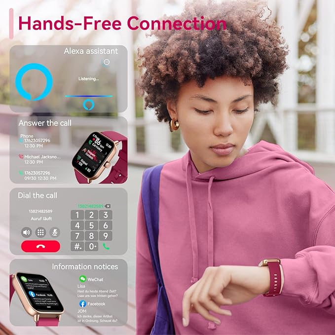 aeac Smart Watch for Women, Alexa Built-in, Stable Bluetooth Call, Fitness Tracker with Heart Rate/SpO2/Stress/Sleep Monitor, Smartwatches 120+ Sports, IP68 Waterproof Smartwatches for iOS Android