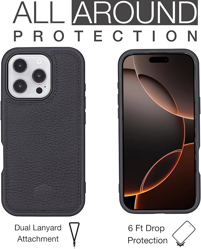 BLACKBROOK Case for iPhone 16 Pro Max Wallet Case for Men and Women, Carter Full Grain Leather 2-in-1 Set for MagSafe Charging, Cash, ID and 4 Card Slots with RFID, Compatible with iPhone 16 Pro Max