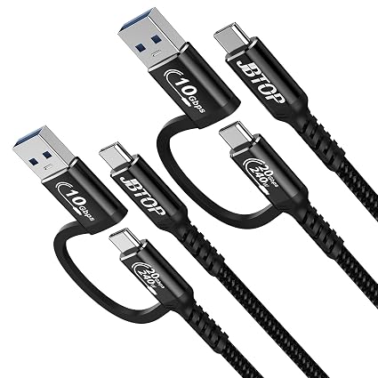 Long USB a to c Cable 20Gbps[10ft 2Pack],2-in-1 USB 3.1 CarPlay Cable