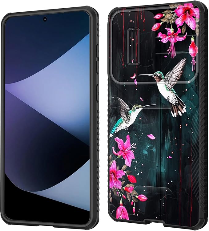 for Galaxy S25 Edge Case Built in Slide Camera Lens Cover,Heavy Duty Shockproof Protection Dual Layer Case for Samsung Galaxy S25 Edge 2025,Flower Hummingbird