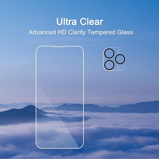 Ailun 3 Pack Screen Protector for iPhone 14 Pro Max [6.7 inch] + 3 Pack Camera Lens Protector,Sensor Protection,Dynamic Island Compatible,Case Friendly Tempered Glass Film,[9H Hardness] - HD