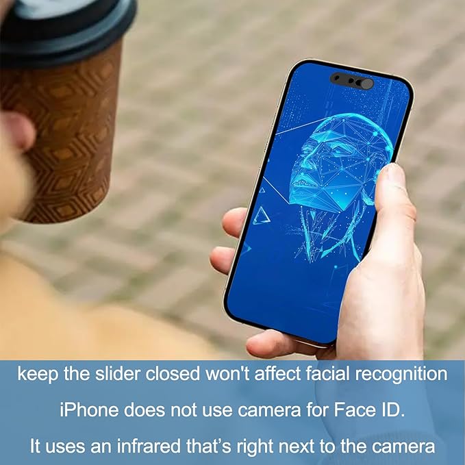 Front Camera Cover,Updated Webcam Cover Compatible for iPhone 14Pro/14 Pro Max,Protect Privacy and Security,Not Affect Face ID, 2 Pack-Black