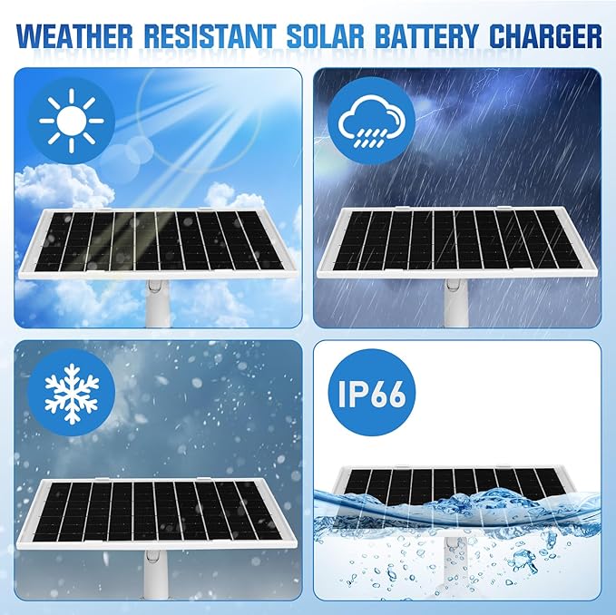 8W Solar Panel for Security Camera 2 Pack, 5V Solar Panel Charger is Compatible with WYZE Battery Cam Pro, Eufy Camera & Arlo Essential Spotlight/XL Spotlight Camera, with Micro USB, DC, USB-C Port