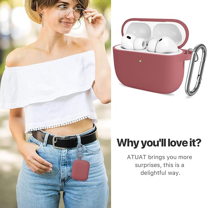 ATUAT for AirPods Pro 3 Case Cover with Cleaner, Protective Soft Silicone Skin with Keychain for Women Men for Apple AirPods Pro 3rd Generation Case(2025), Front LED Visible, Brown