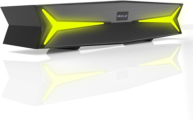 Desktop Soundbar for Computer 15.5 Inches | Bluetooth Soundbar with RGB LED Lights | Clear Bass | AUX, USB, USB-C | Soundbar for Projectors, TVs, Smartphones, Gaming Consoles, & Laptop