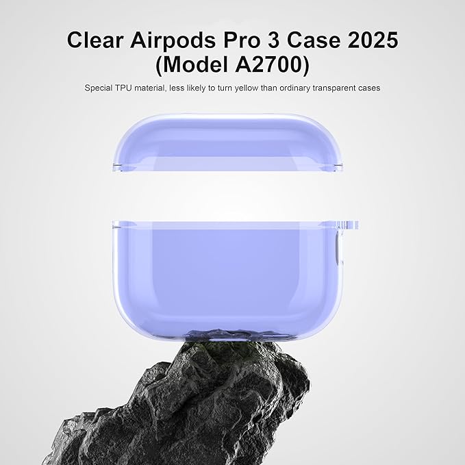 Valkit for Airpods Pro 3 Case Clear with Cleaner Kit | Soft TPU Airpods Pro 3 Generation Case | Protective Cover Shockproof | iPods Pro 3 Cases | for Air pods Pro Gen 3 2025(Clear Purple)