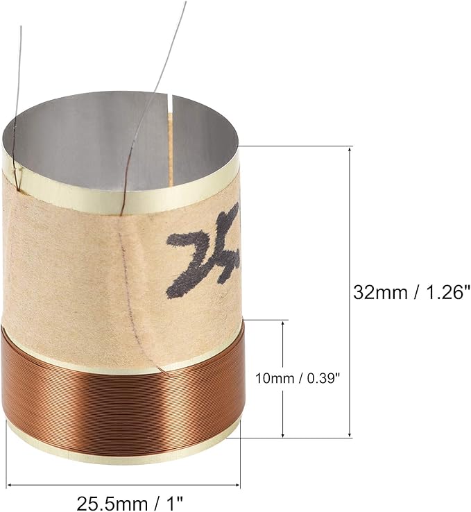 uxcell 25.5mm 1" Woofer Voice Coil Dual Layers Round Copper Wire Bass Speaker Replace Parts