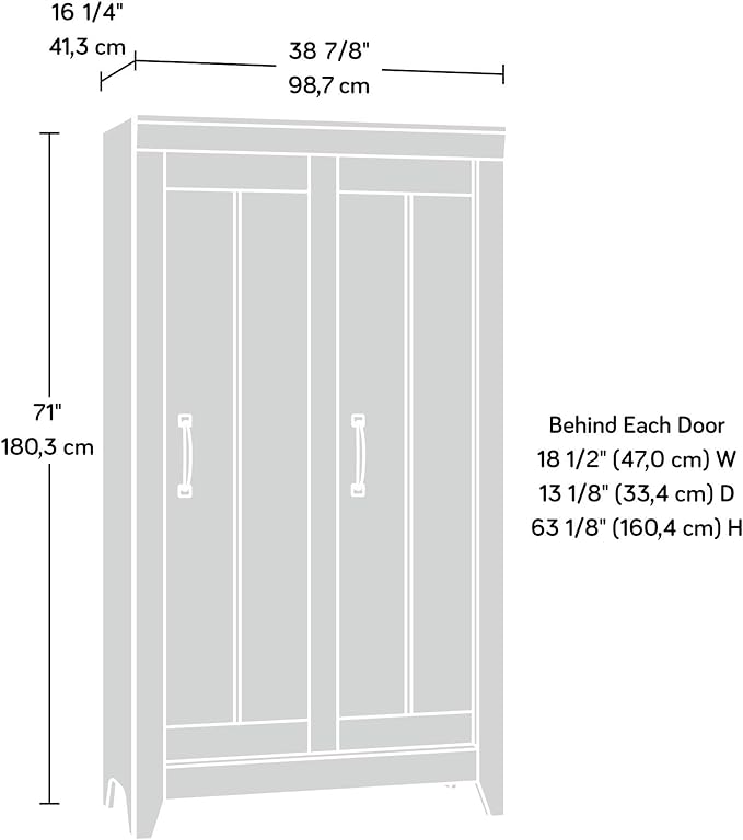 Sauder Adept Storage Pantry Cabinet, L: 38.94" x W: 16.77" x H: 70.98", Craftsman Oak finish