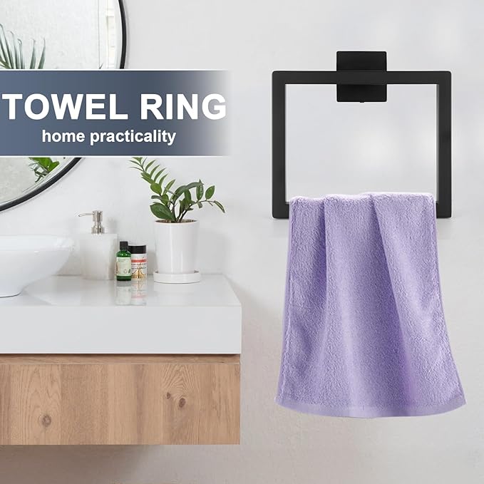 Matte Black Bathroom Hardware Accessories Set, 5 Pcs 304 Stainless Steel Bathroom Towel Holder Bar Set, Towel Rack and Toilet Paper Holder for Bathroom Wall Mounted
