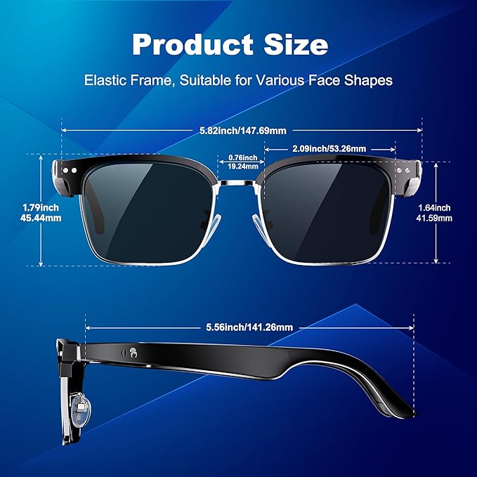AI Smart Glasses for Women and Men, Bluetooth Translation Glasses with Chat GPT and 164 Languages, Sunglasses with Polarized Lens, Music Playback & Hands-Free Calls, UV & Blue Light Protection