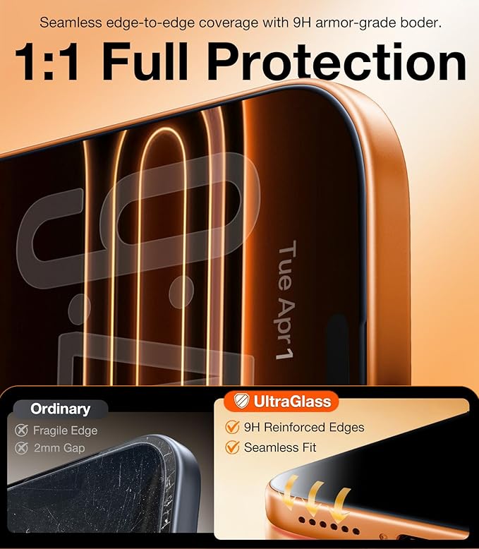 UltraGlass TOP 9H+ Armor for iPhone 17 Pro Max Privacy Screen Protector [NO.1 Military Grade Shatterproof] Privacy Screen 17 Pro Max Tempered Glass 17 ProMax [100% Anti-Spy] Longest Durable, 2 Pack