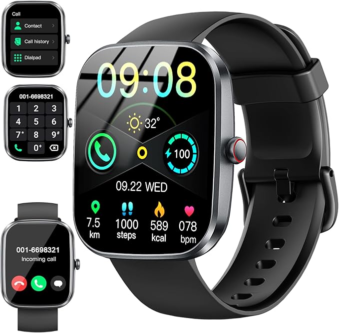 Smart Watch with 1.91" HD Touchscreen Fitness Tracker with Bluetooth Calling, Fitness Watch with Heart Rate/Sleep Monitor, 120+ Sports Modes, IP68 Waterproof Smartwatch for Android iOS