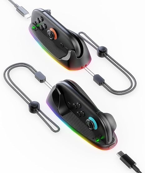 RGB Gaming Controller Mouse Controller with Charging for Switch 2 Joycon Grip, Magnetic Mouse Game Stand Holder with Hand Strap Compatible with Nintendo Switch 2 (2025), Mice for Pokopia Game