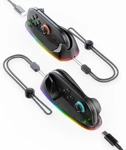 RGB Gaming Controller Mouse Controller with Charging for Switch 2 Joycon Grip, Magnetic Mouse Game Stand Holder with Hand Strap Compatible with Nintendo Switch 2 (2025), Mice for Pokopia Game