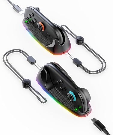 RGB Gaming Controller Mouse Controller with Charging for Switch 2 Joycon Grip, Magnetic Mouse Game Stand Holder with Hand Strap Compatible with Nintendo Switch 2 (2025), Mice for Pokopia Game