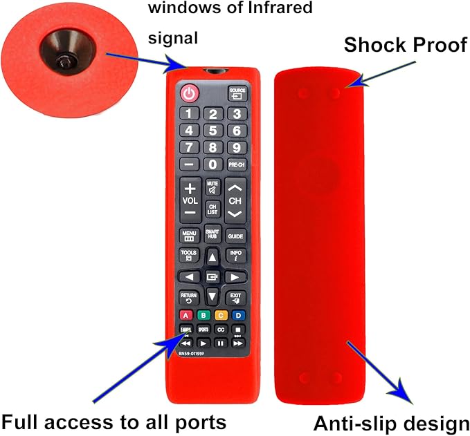 2 Pack Remote Case with Strap for Samsung Smart TV Remote Control, Silicone Cover for Samsung TV BN59-01199F BN59-01301A BN59-01315A Remote Control Replacement Skin Sleeve Case Cover - Red Dark Blue