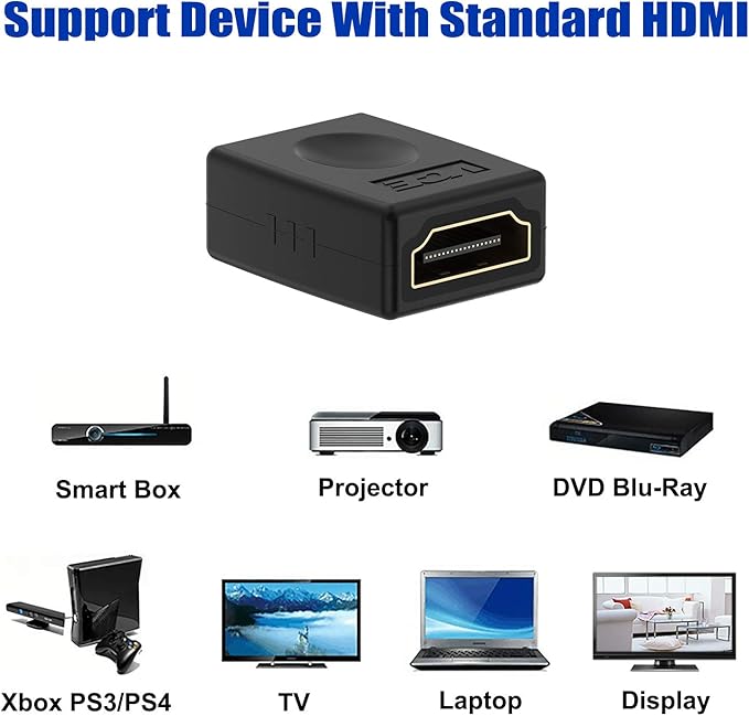 VCE HDMI Coupler HDMI Female to Female Connector 3D 4K Extension Adapter Compatible with PCs and Xbox One，Wall-Mounted TVs and TV Sticks, 10-Pack
