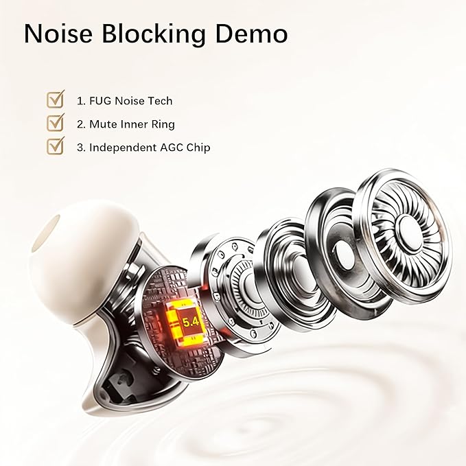 H8 Sleep Earbuds 53dB High-Frequency Noise Reduction, Small Earplugs for Side Sleepers, 80H Playtime, Snore Blocking Comfortable Earbuds, Bluetooth 5.4 Ear Plugs for Side Sleeper, Airplane