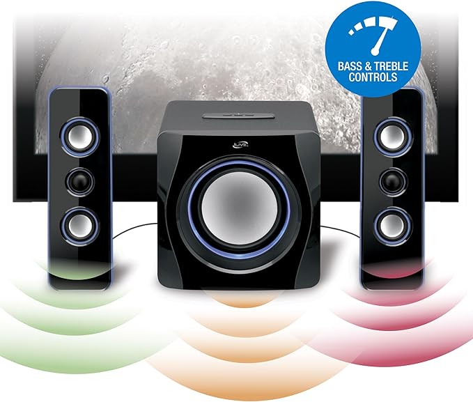 iLive Electronics Bluetooth Speaker System with Built-in Subwoofer, 7.28 x 8.86 x 7.28 Inches, Black (iHB23B)