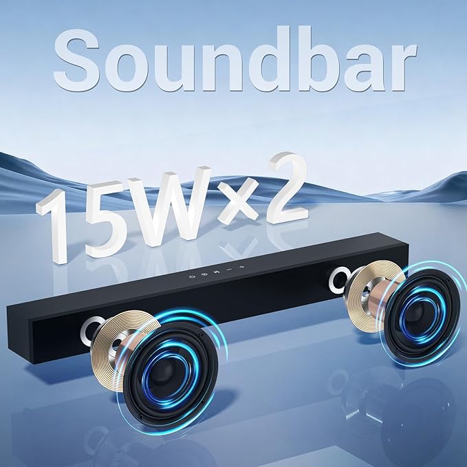 Soundbar for TV with Subwoofer, 2.1 Channel Surround Sound System, Bluetooth TV Speaker with Deep Bass, Optical/AUX/USB, Remote Control, Home Theater Sound Bar for Smart TV