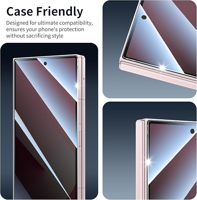 Privacy Screen Protector for Samsung Galaxy Fold 7 FE & Fold 6, Anti-Spy Tempered Glass, 9H Hardness Double Shatterproof, Impact Resistant & Scratch Proof - 3 Pack