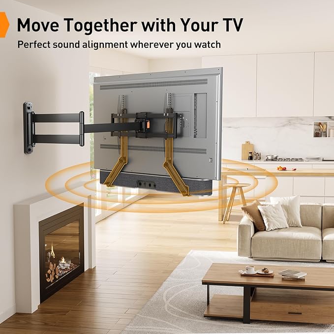 Perlegear Soundbar Mount with Adjustable Height, Sound bar Mount up to 15 lbs, Soundbar Mount Under or Above TV, Soundbar tv Mount Bracket with Detachable Long Extension Plates PGSM04B